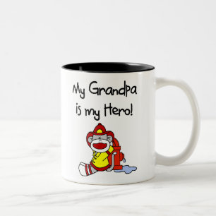 Firefighter Grandpa Hero Tweekleurige Koffiemok