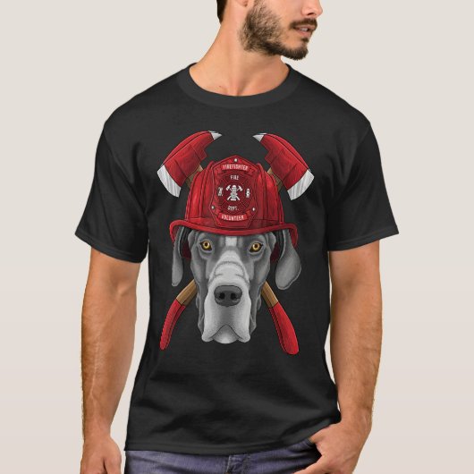 Firefighter Great Dane Fireman Boys Kids Fire Resc T-shirt (Voorkant)