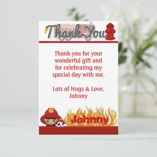 FIREFIGHTER Hartelijk dank, 3,5-inch x5-inch (FLAT Bedankkaart (Staand voorkant)