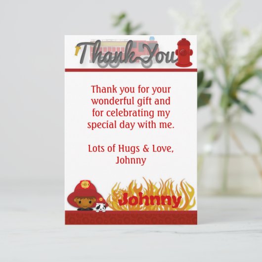 FIREFIGHTER Hartelijk dank, 3,5-inch x5-inch (FLAT Bedankkaart (Staand voorkant)