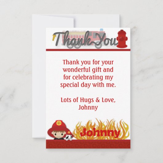 FIREFIGHTER Hartelijk dank, 3,5-inch x5-inch (FLAT Bedankkaart (Voorkant)