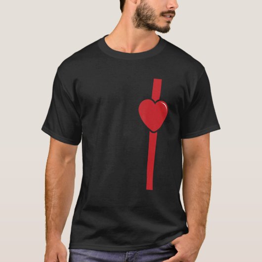 Firefighter Heart Red Line Valentijnsdag Cool Lov T-shirt (Voorkant)