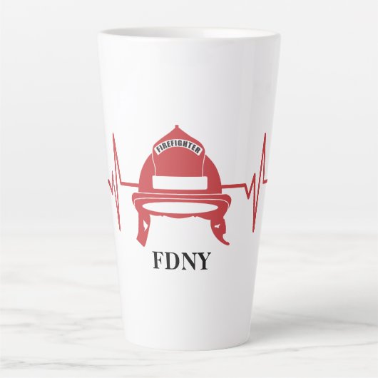 Firefighter Helmet Heartbeat Persoonlijk Latte Mok (Voorkant)