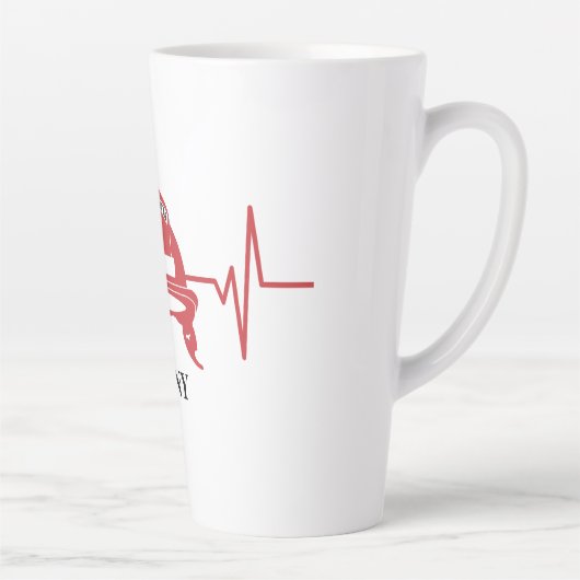 Firefighter Helmet Heartbeat Persoonlijk Latte Mok (Rechts)