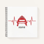 Firefighter Helmet Heartbeat Persoonlijk Ontvang Notitieboek (Voorkant)