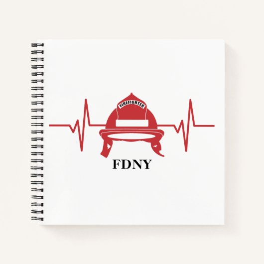 Firefighter Helmet Heartbeat Persoonlijk Ontvang Notitieboek (Voorkant)