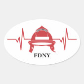 Firefighter Helmet Heartbeat Persoonlijk Ovale Sticker (Voorkant)