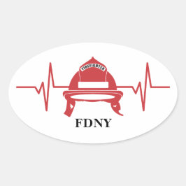 Firefighter Helmet Heartbeat Persoonlijk Ovale Sticker