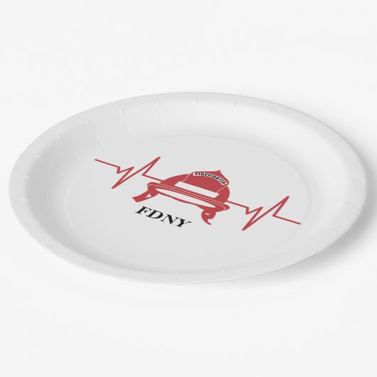 Firefighter Helmet Heartbeat Persoonlijk Papieren Bordje (Gekanteld)