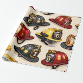 Firefighter helmet pattern fire station wrap cadeaupapier (Uitgerold)