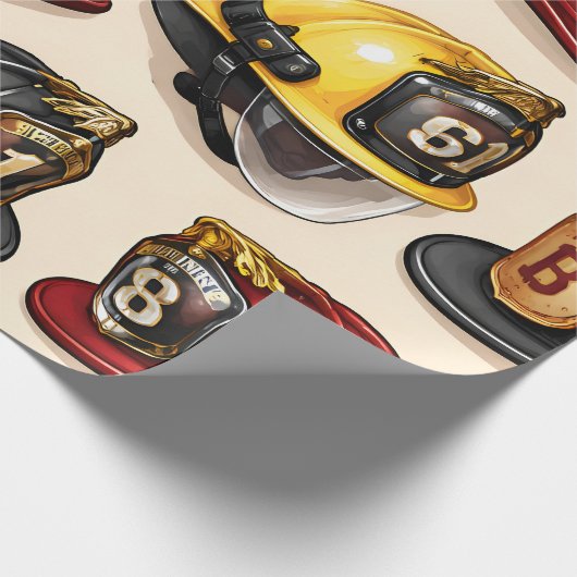 Firefighter helmet pattern fire station wrap cadeaupapier (Hoek)