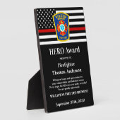 Firefighter HERO Award Thin Red Line Fotoplaat (Zijkant)