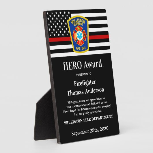 Firefighter HERO Award Thin Red Line Fotoplaat (Zijkant)