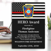 Firefighter HERO Award Thin Red Line Fotoplaat