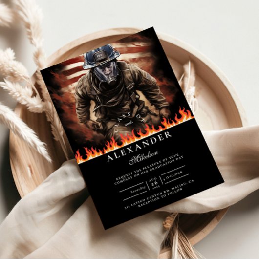 Firefighter Hero Graduation Kaart