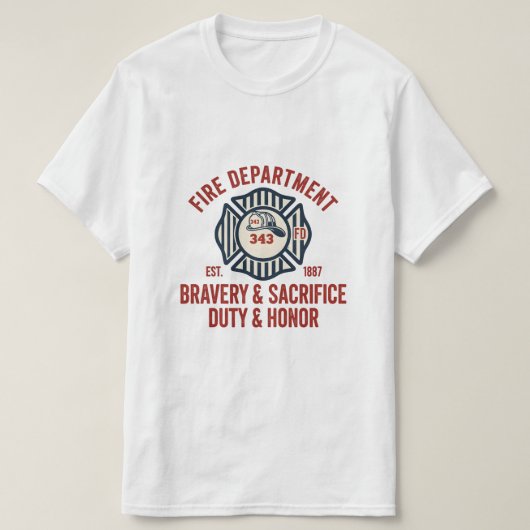 Firefighter Hero Pride T-Shirt with Maltese Cross (Design voorkant)
