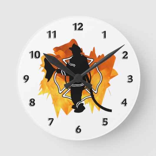 Firefighter In Flames Ronde Klok (Voorkant)