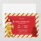 Firefighter-jarige jongen kaart (Voorkant / Achterkant)