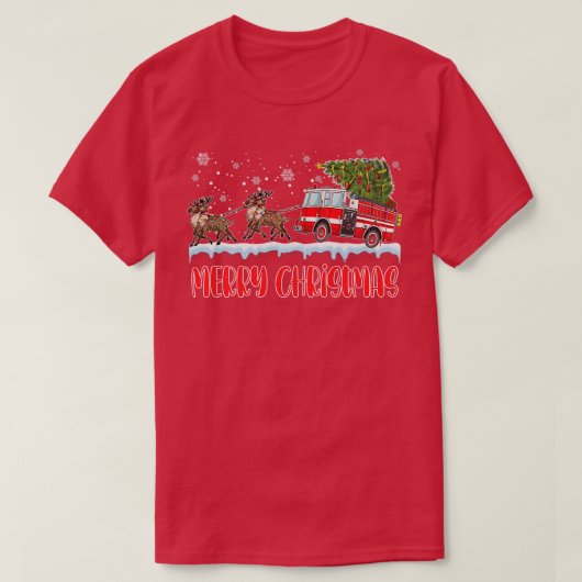 Firefighter Kerstmis Pajama Merry Xmas Tree Firet T-shirt (Design voorkant)