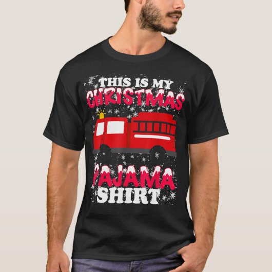 Firefighter kerstpajama - Fire Truck Funny Fi T-shirt (Voorkant)