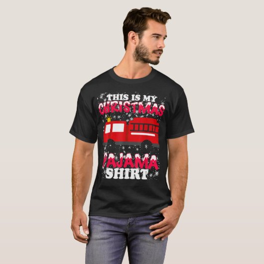 Firefighter kerstpajama - Fire Truck Funny Fi T-shirt (Voorkant volledig)