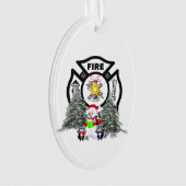 Firefighter kerstscène ornament (voorkant)