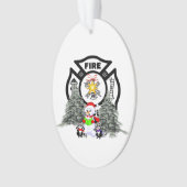 Firefighter kerstscène ornament (voorkant)