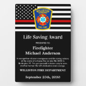 Firefighter Life Saving Award Thin Red Line Fotoplaat (voorkant)
