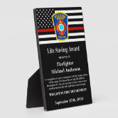 Firefighter Life Saving Award Thin Red Line Fotoplaat (Zijkant)