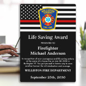 Firefighter Life Saving Award Thin Red Line Fotoplaat