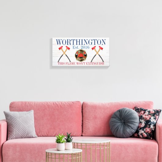 FIREFIGHTER Love Canvas Sign (Insitu (Woonkamer))