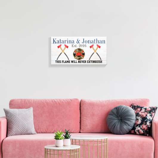 FIREFIGHTER Love Canvas Sign (Insitu (Woonkamer))