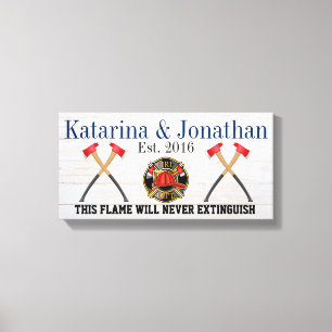 FIREFIGHTER Love Canvas Sign Afdruk