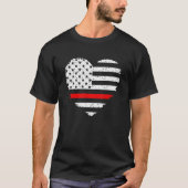 Firefighter Love Thin Red Line Heart 4th Of July U T-shirt (Voorkant)