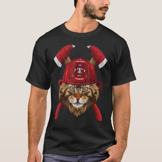 Firefighter Maine Coon Fireman Boys Kids Fire Resc T-shirt (Voorkant)
