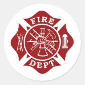 Firefighter Maltese Cross Round Sticker (Voorkant)