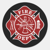 Firefighter Maltese Cross Round Sticker (Voorkant)