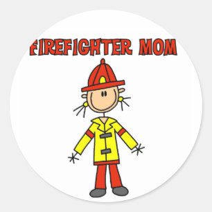 Firefighter Mam Tshirts en Gifts Ronde Sticker