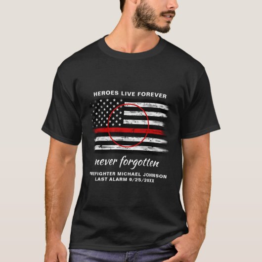 Firefighter Memorial Fallen Fireman Thin Red Line T-shirt (Voorkant)