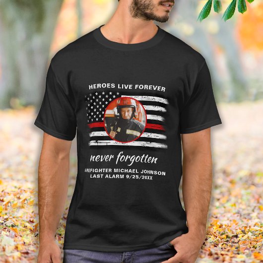 Firefighter Memorial Fallen Fireman Thin Red Line T-shirt