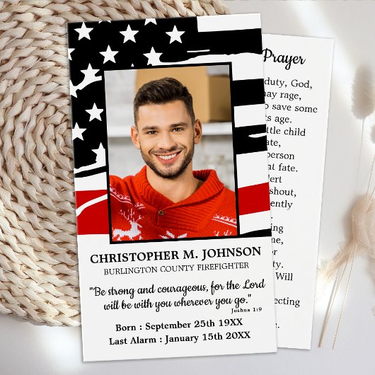 Firefighter Memorial Funeral Fireman's Prayer Kaar Visitekaartje