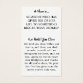 Firefighter Memorial Funeral Prayer Kaart (Achterkant)