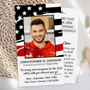 Firefighter Memorial Funeral Prayer Kaart