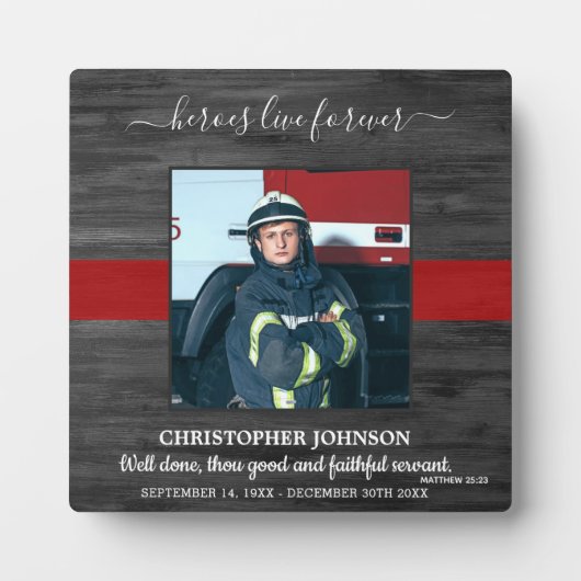 Firefighter Memorial Heroes Live Forever Foto Fotoplaat (Voorkant)