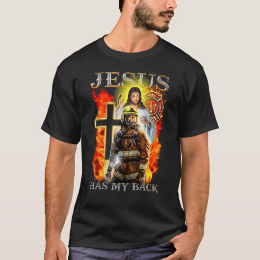 Firefighter Memorial Jesus heeft mijn achterste ve T-shirt (Voorkant)