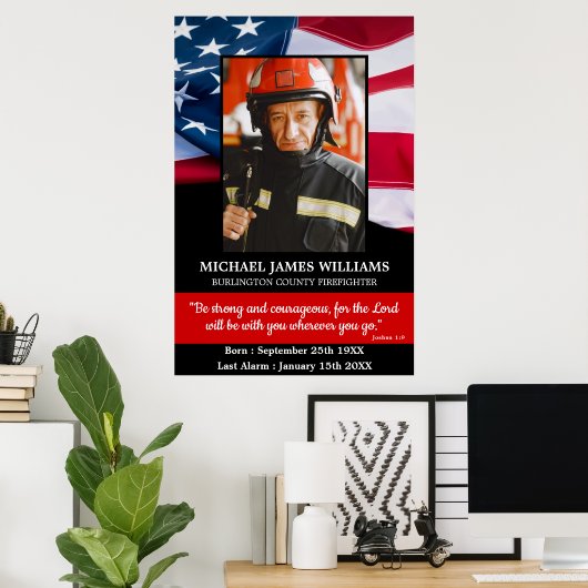Firefighter Memorial Keepomwille Fireman Funeral Poster (Thuiskantoor)