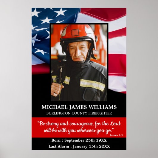 Firefighter Memorial Keepomwille Fireman Funeral Poster (Voorkant)