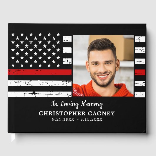 Firefighter Memorial Loving Memory Photo Funeral Gastenboek (Voorkant)