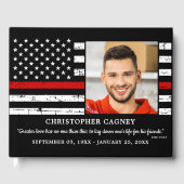 Firefighter Memorial Thin Red Line Foto Funeral Gastenboek (Voorkant)