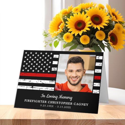 Firefighter Memorial Thin Red Line Funeral Bedankkaart